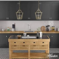 Laurel Ridge 4-Light Alturas Gold Candlestick Pendant by Hunter -Hunter Sales alturas gold hunter chandeliers 19066 40 1000