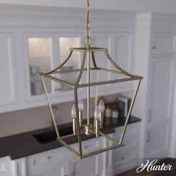 Laurel Ridge 4 Light Alturas Gold Lantern Pendant Light Kitchen Light by Hunter -Hunter Sales alturas gold hunter chandeliers 19069 e1 1000