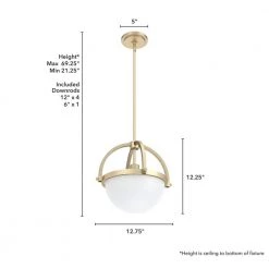 Wedgefield 1 Light Alturas Gold Island Pendant Light with Frosted Cased White Glass Shade Kitchen Light by Hunter -Hunter Sales alturas gold hunter chandeliers 19234 66 1000