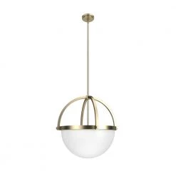 Wedgefield 4-Light Alturas Gold Island Pendant Light with Frosted Glass Shade by Hunter