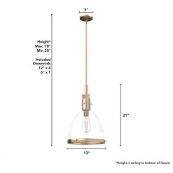 Van Nuys 1 Light Alturas Gold Island Pendant Light with Clear Glass Shade Dining Room Light by Hunter -Hunter Sales alturas gold hunter chandeliers 19295 66 1000