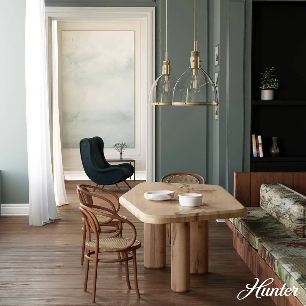 Van Nuys 1 Light Alturas Gold Island Pendant Light with Glass Shade Dining Room Light by Hunter 5 Van Nuys 1 Light Alturas Gold Island Pendant Light with Glass Shade Dining Room Light by Hunter - Image 3