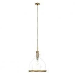 Van Nuys 1 Light Alturas Gold Island Pendant Light with Glass Shade Dining Room Light by Hunter