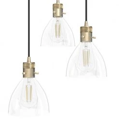 Van Nuys 3 Light Alturas Gold Waterfall Chandelier with Clear Glass Shades Dining Room Light by Hunter -Hunter Sales alturas gold hunter chandeliers 19309 1d 1000