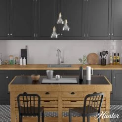 Van Nuys 3 Light Alturas Gold Waterfall Chandelier with Clear Glass Shades Dining Room Light by Hunter -Hunter Sales alturas gold hunter chandeliers 19309 40 1000