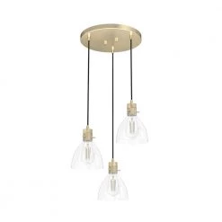 Van Nuys 3 Light Alturas Gold Waterfall Chandelier with Clear Glass Shades Dining Room Light by Hunter