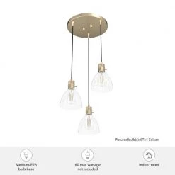 Van Nuys 3 Light Alturas Gold Waterfall Chandelier with Clear Glass Shades Dining Room Light by Hunter -Hunter Sales alturas gold hunter chandeliers 19309 66 1000