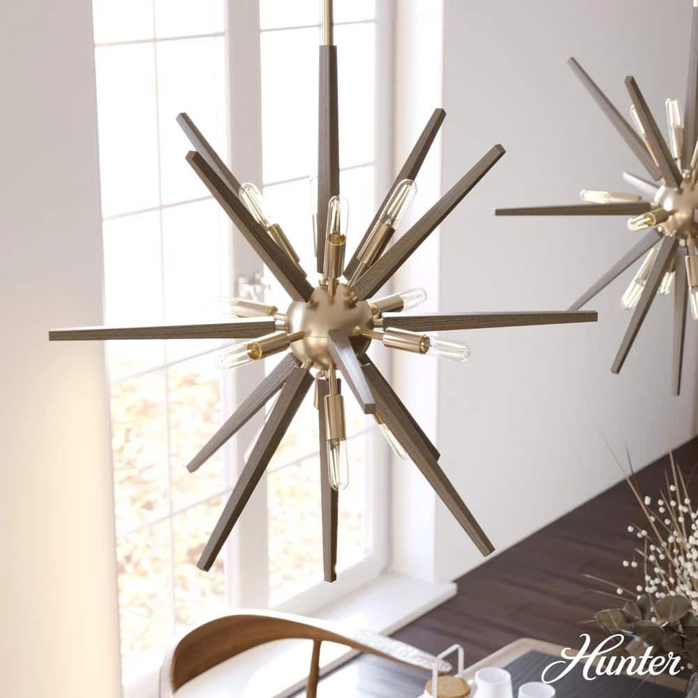Jupiter 12-Light Alturas Gold Sputnik Pendant Light by Hunter 4 Jupiter 12-Light Alturas Gold Sputnik Pendant Light by Hunter - Image 2