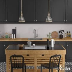 Van Nuys 1 light Alturas Gold Island Pendant Light with Glass Shade Kitchen Light by Hunter -Hunter Sales alturas gold hunter chandeliers 19345 40 1000