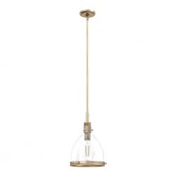 Van Nuys 1 light Alturas Gold Island Pendant Light with Glass Shade Kitchen Light by Hunter