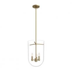 Sacha 3 Light Alturas Gold Island Pendant Light with Clear Glass Shade Dining Room Light by Hunter