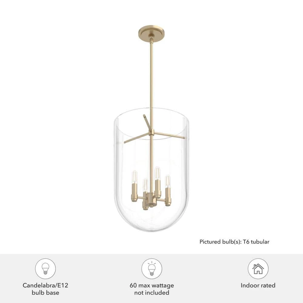 Sacha 4 Light Alturas Gold Island Pendant Light with Clear Glass Shade Dining Room Light by Hunter 7 Sacha 4 Light Alturas Gold Island Pendant Light with Clear Glass Shade Dining Room Light by Hunter - Image 5