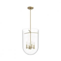 Sacha 4 Light Alturas Gold Island Pendant Light with Clear Glass Shade Dining Room Light by Hunter