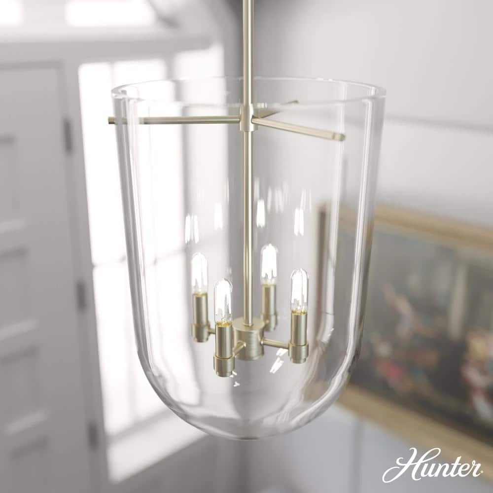 Sacha 4 Light Alturas Gold Island Pendant Light with Clear Glass Shade Dining Room Light by Hunter 4 Sacha 4 Light Alturas Gold Island Pendant Light with Clear Glass Shade Dining Room Light by Hunter - Image 2