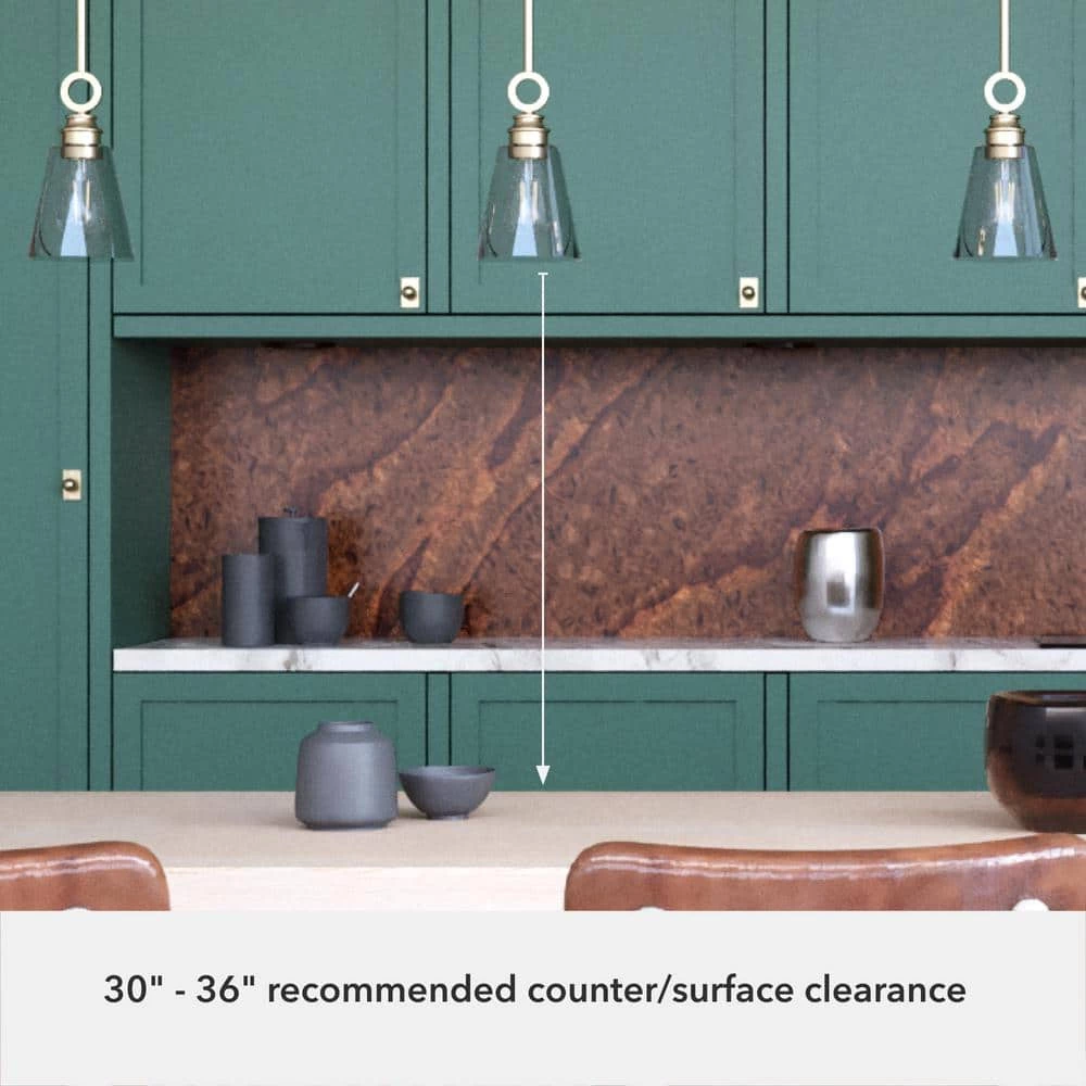 Klein 1-Light Alturas Gold Island Pendant Light with Clear Glass Shade by Hunter 8 Klein 1-Light Alturas Gold Island Pendant Light with Clear Glass Shade by Hunter - Image 6