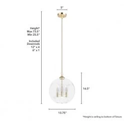 High Oaks 3-Light Alturas Gold Globe Pendant Light with Clear Seeded Glass Shade by Hunter -Hunter Sales alturas gold hunter chandeliers 19557 66 1000