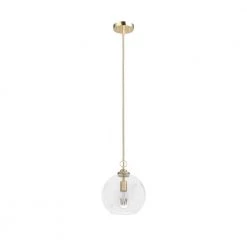 High Oaks 1-Light Alturas Gold Globe Pendant Light with Clear Seeded Glass Shade by Hunter