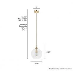 High Oaks 1-Light Alturas Gold Globe Pendant Light with Clear Seeded Glass Shade by Hunter -Hunter Sales alturas gold hunter chandeliers 19559 66 1000