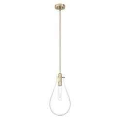 Lundin 1-Light Alturas Gold Bulb Pendant Light with Clear Glass Shade by Hunter