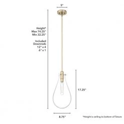 Lundin 1-Light Alturas Gold Bulb Pendant Light with Clear Glass Shade by Hunter -Hunter Sales alturas gold hunter chandeliers 19562 66 1000
