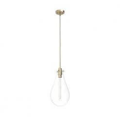Lundin 1-Light Alturas Gold Bulb Pendant Light with Clear Glass Shade by Hunter