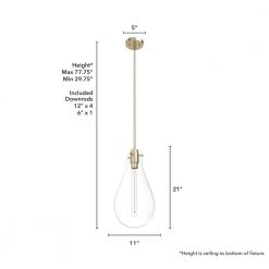 Lundin 1-Light Alturas Gold Bulb Pendant Light with Clear Glass Shade by Hunter -Hunter Sales alturas gold hunter chandeliers 19564 66 1000