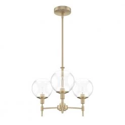 Xidane 3-Light Alturas Gold Crystal Chandelier with Clear Glass Shades by Hunter