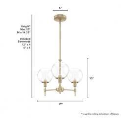 Xidane 3-Light Alturas Gold Crystal Chandelier with Clear Glass Shades by Hunter -Hunter Sales alturas gold hunter chandeliers 19739 66 1000