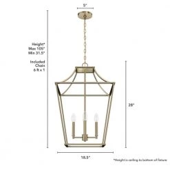 Laurel Ridge 4-Light Alturas Gold Lantern Pendant Light by Hunter -Hunter Sales alturas gold hunter chandeliers 19874 1d 1000