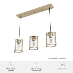 Astwood 3 Light Alturas Gold Island Chandelier with Clear Glass Shades Kitchen Light by Hunter -Hunter Sales alturas gold hunter chandeliers 19954 1d 1000
