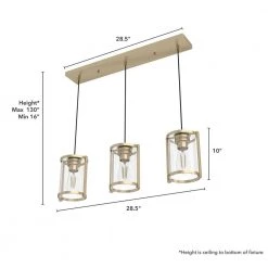 Astwood 3 Light Alturas Gold Island Chandelier with Clear Glass Shades Kitchen Light by Hunter -Hunter Sales alturas gold hunter chandeliers 19954 66 1000
