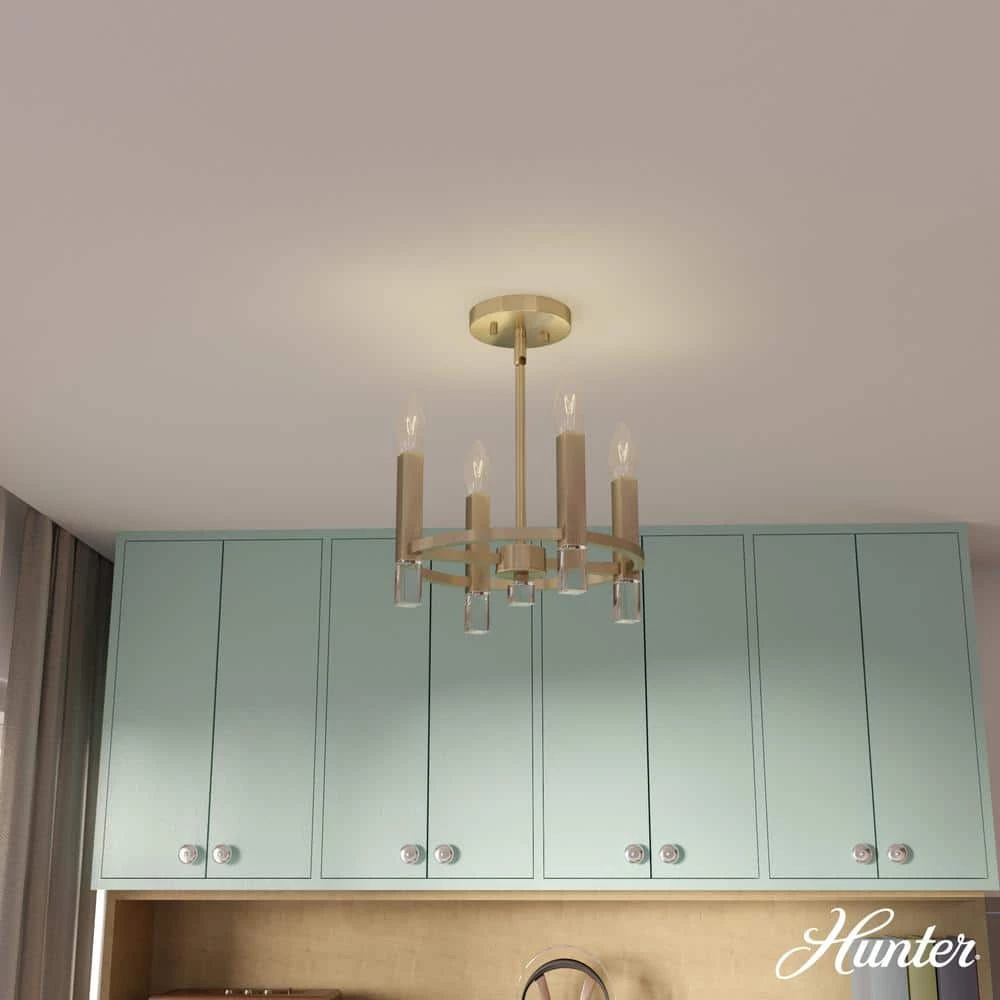 Sunjai 12.25 in. 4-Light Alturas Gold Semi-Flush Mount by Hunter 4 Sunjai 12.25 in. 4-Light Alturas Gold Semi-Flush Mount by Hunter - Image 2