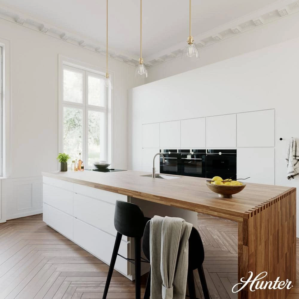 Van Nuys 1 Light Alturas Gold Island Pendant Light with Glass Shade Dining Room Light by Hunter 5 Van Nuys 1 Light Alturas Gold Island Pendant Light with Glass Shade Dining Room Light by Hunter - Image 3