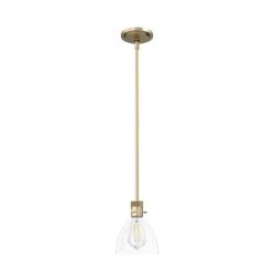 Van Nuys 1 Light Alturas Gold Island Pendant Light with Glass Shade Dining Room Light by Hunter