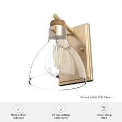 Van Nuys 1 Light Alturas Gold Wall Sconce with Clear Glass Shade Bathroom Light by Hunter 14 Van Nuys 1 Light Alturas Gold Wall Sconce with Clear Glass Shade Bathroom Light by Hunter -Hunter Sales alturas gold hunter vanity lighting 19299 1d 1000