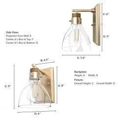 Van Nuys 1 Light Alturas Gold Wall Sconce with Clear Glass Shade Bathroom Light by Hunter 15 Van Nuys 1 Light Alturas Gold Wall Sconce with Clear Glass Shade Bathroom Light by Hunter -Hunter Sales alturas gold hunter vanity lighting 19299 66 1000