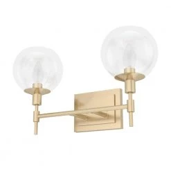 Xidane 18.25 in. 2-Light Alturas Gold Vanity Light with Clear Glass Shades by Hunter