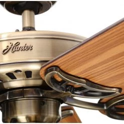 Studio Series 52 in. LED Antique Brass Indoor Ceiling Fan with Light Kit by Hunter -Hunter Sales antique brass hunter ceiling fans with lights 53063 1d 1000