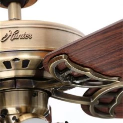 Studio Series 52 in. LED Antique Brass Indoor Ceiling Fan with Light Kit by Hunter -Hunter Sales antique brass hunter ceiling fans with lights 53063 66 1000