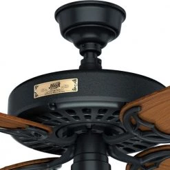 Original 52 in. Indoor/Outdoor Black Ceiling Fan with Teak Blades by Hunter -Hunter Sales black hunter ceiling fans without lights 23863 1d 1000