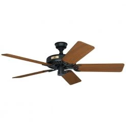 Original 52 in. Indoor/Outdoor Black Ceiling Fan with Teak Blades by Hunter -Hunter Sales black hunter ceiling fans without lights 23863 44 1000