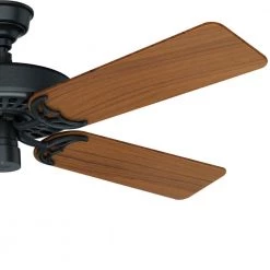 Original 52 in. Indoor/Outdoor Black Ceiling Fan with Teak Blades by Hunter -Hunter Sales black hunter ceiling fans without lights 23863 a0 1000