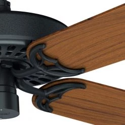 Original 52 in. Indoor/Outdoor Black Ceiling Fan with Teak Blades by Hunter -Hunter Sales black hunter ceiling fans without lights 23863 c3 1000