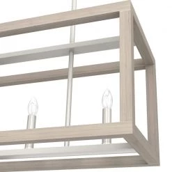 Squire Manor 6 Light Bleached Wood Linear Chandelier Kitchen Light by Hunter -Hunter Sales bleached wood hunter chandeliers 19091 66 1000