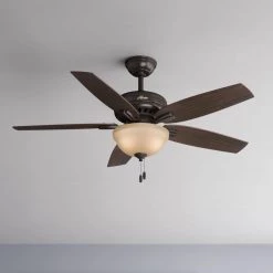 Newsome 52 in. Indoor Premier Bronze Ceiling Fan With LED Light Kit and Remote by Hunter -Hunter Sales bronze hunter ceiling fans with lights 32841 4f 1000