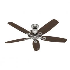 Builder Plus 52 in. Indoor Brushed Nickel Ceiling Fan With LED Light Kit and Remote by Hunter -Hunter Sales brushed nickel hunter ceiling fans with lights 32833 40 1000
