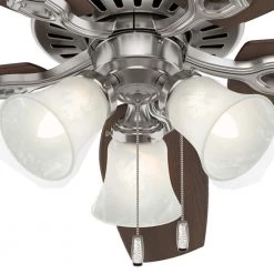 Builder Plus 52 in. Indoor Brushed Nickel Ceiling Fan With LED Light Kit and Remote by Hunter -Hunter Sales brushed nickel hunter ceiling fans with lights 32833 77 1000