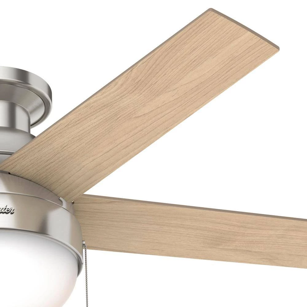 Anslee 46 in. Indoor Low Profile Brushed Nickel Ceiling Fan with Light by Hunter 9 Anslee 46 in. Indoor Low Profile Brushed Nickel Ceiling Fan with Light by Hunter - Image 7