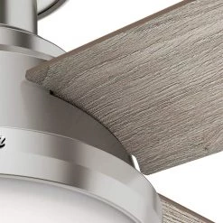 Dempsey 44 in. Low Profile LED Indoor Brushed Nickel Ceiling Fan with Light Kit and Universal Remote by Hunter -Hunter Sales brushed nickel hunter ceiling fans with lights 50282 1d 1000