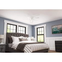 Dempsey 44 in. Low Profile LED Indoor Brushed Nickel Ceiling Fan with Light Kit and Universal Remote by Hunter -Hunter Sales brushed nickel hunter ceiling fans with lights 50282 4f 1000